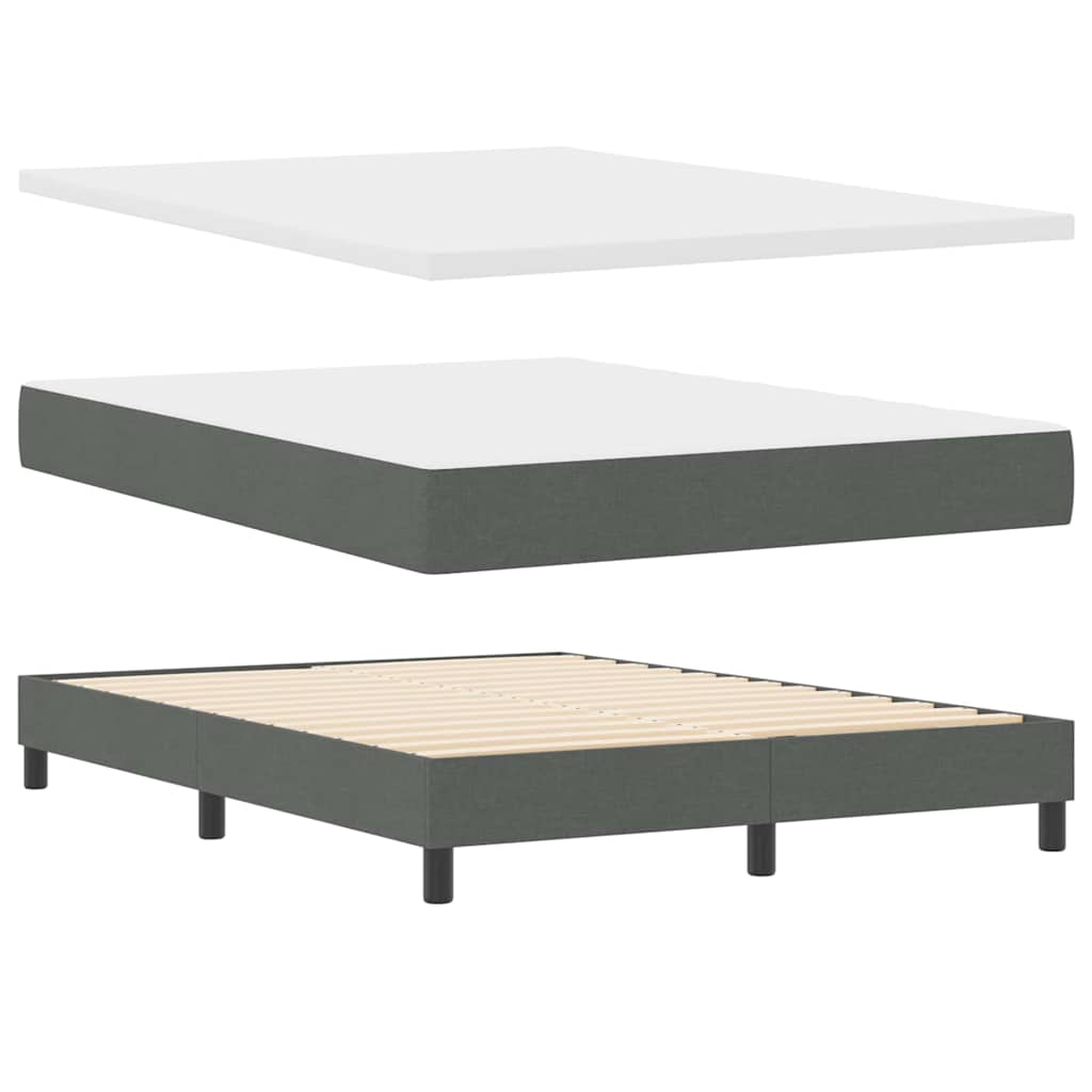 Lit à ressorts avec matelas Gris foncé 190 x 140 cm Polyester