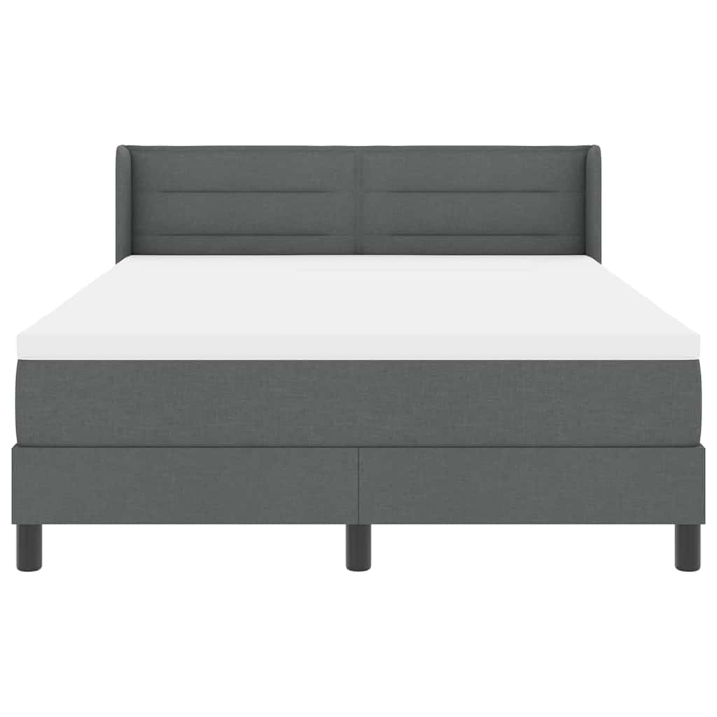 Lit à ressorts avec matelas Gris foncé 190 x 140 cm Polyester
