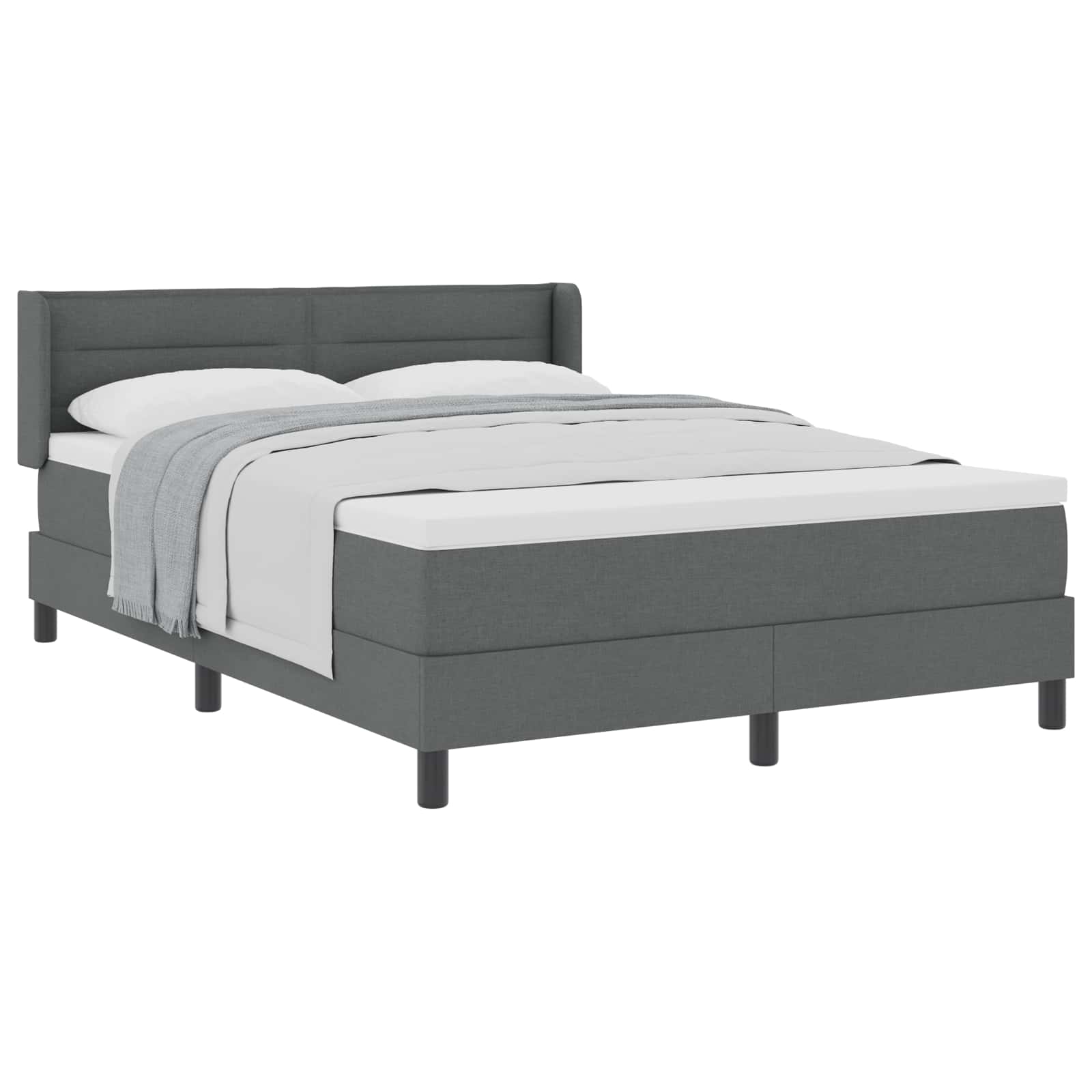 Lit à ressorts avec matelas Gris foncé 200 x 140 cm Polyester
