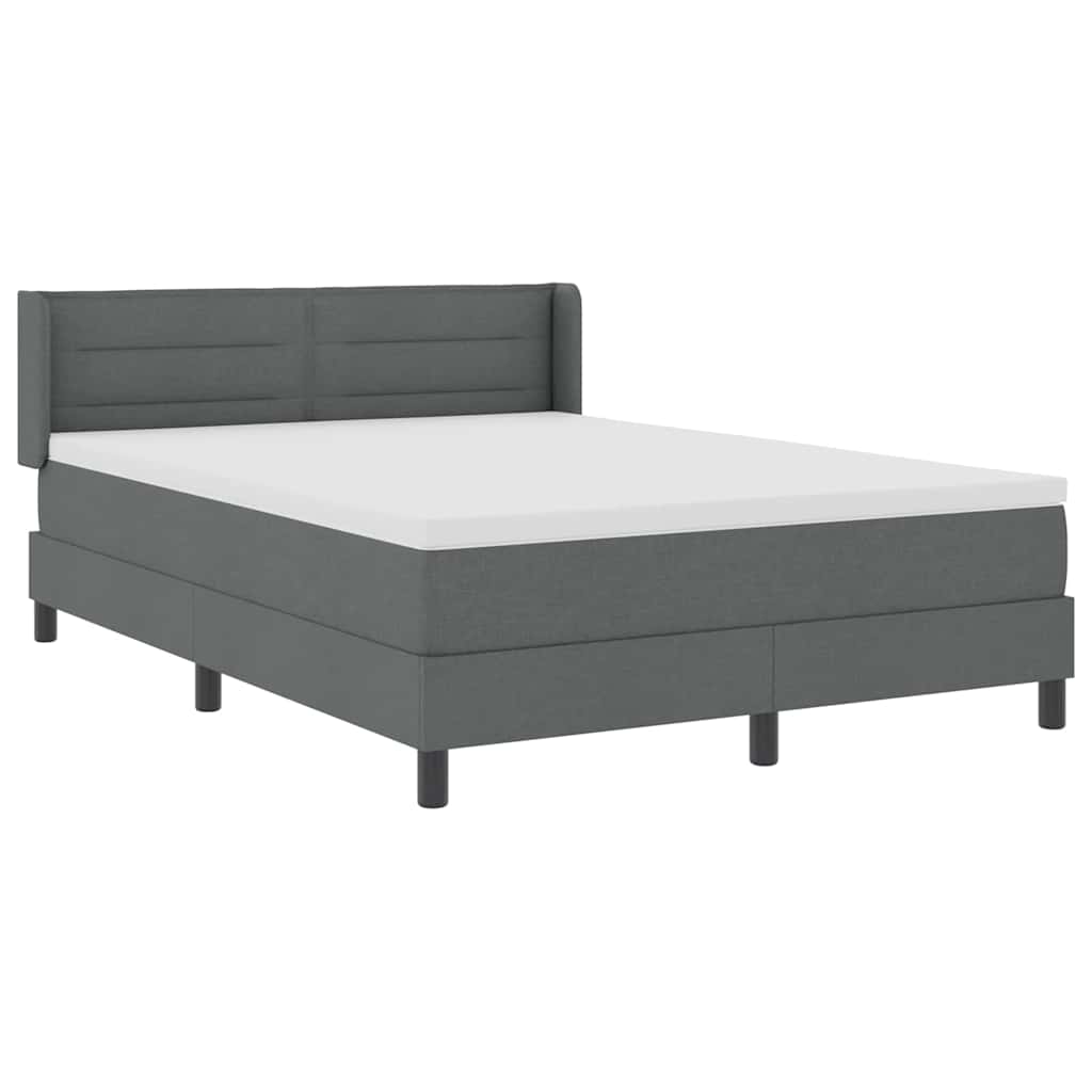 Lit à ressorts avec matelas Gris foncé 200 x 140 cm Polyester