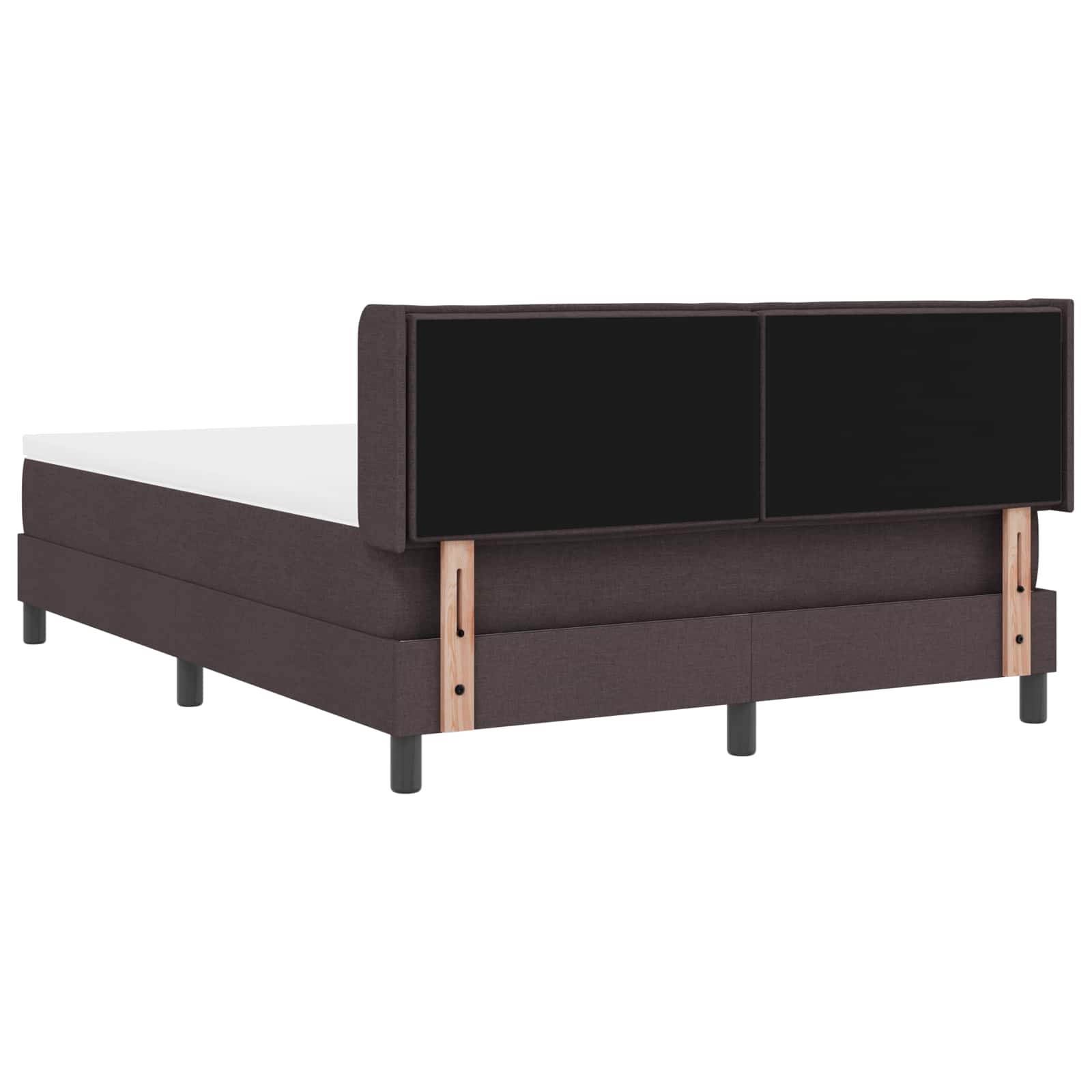 Lit à ressorts avec tête de lit Marron foncé 200 x 140 cm tissu