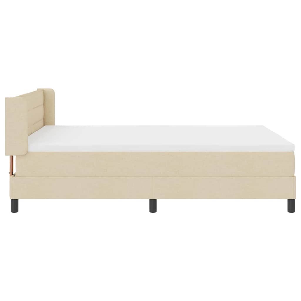 Lit à ressorts avec tête de lit Crème 200 x 160 cm tissu