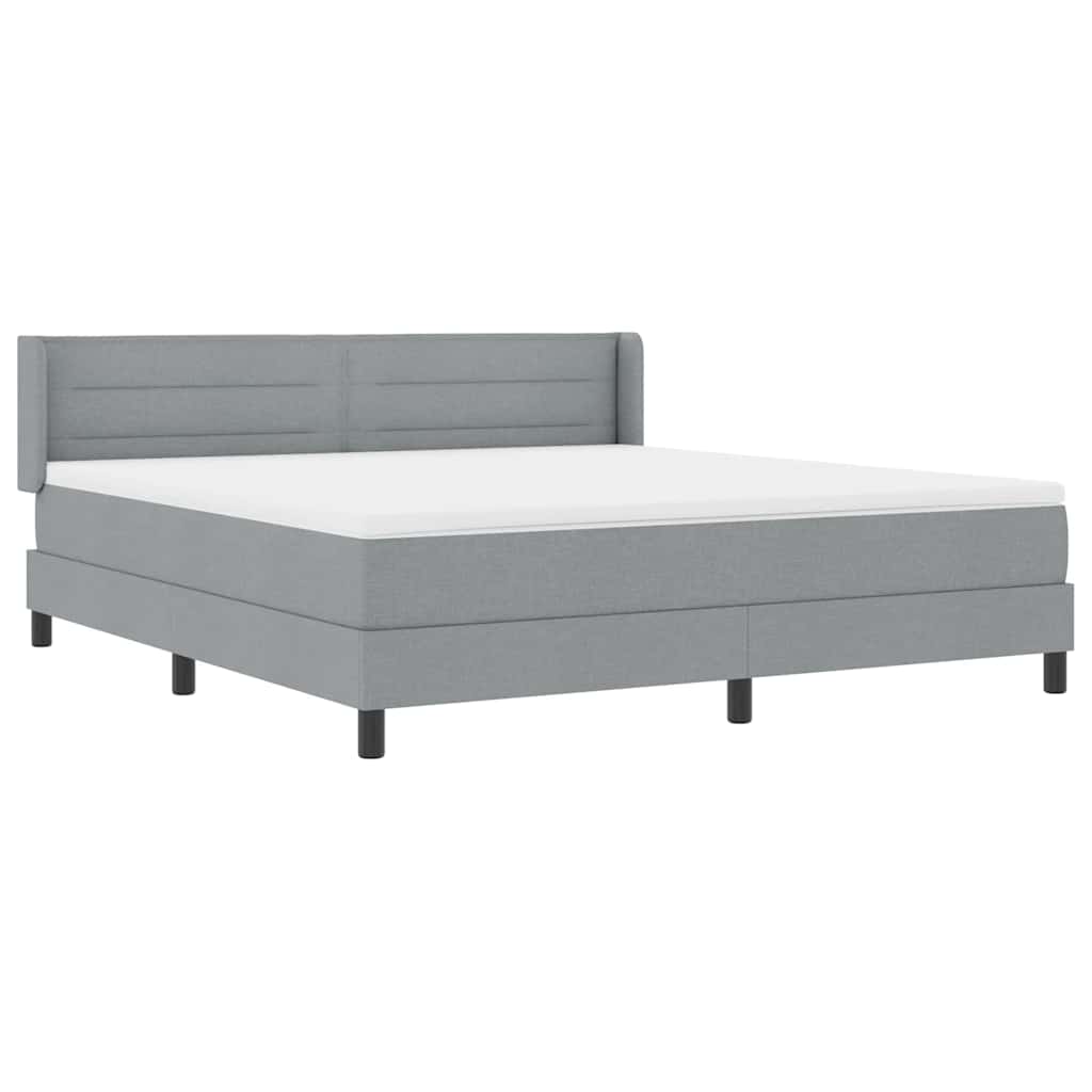 Lit à ressorts avec tête de lit Gris clair 200 x 180 cm tissu