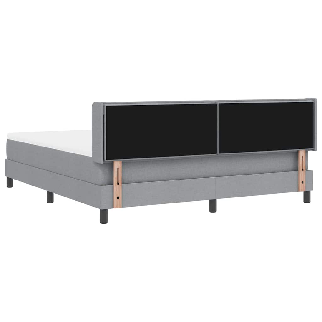 Lit à ressorts avec tête de lit Gris clair 200 x 180 cm tissu