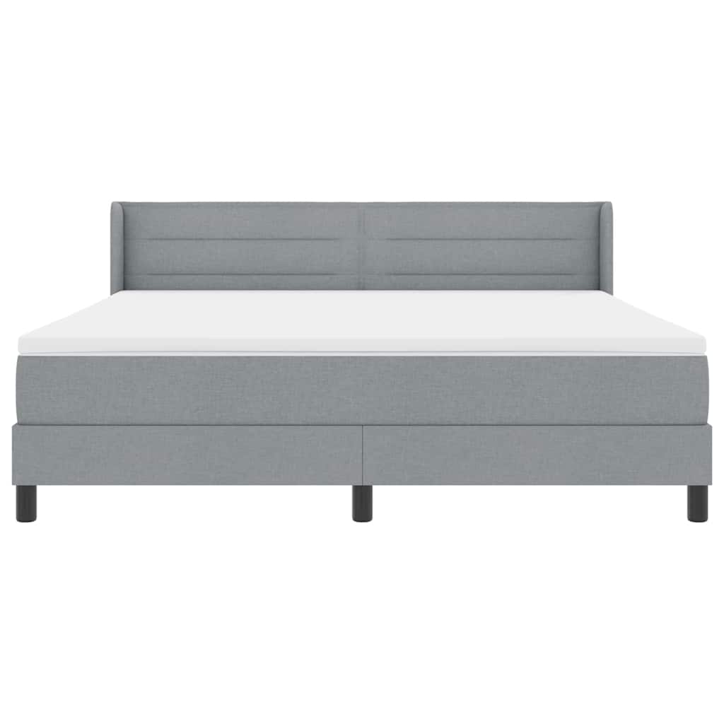 Lit à ressorts avec tête de lit Gris clair 200 x 180 cm tissu