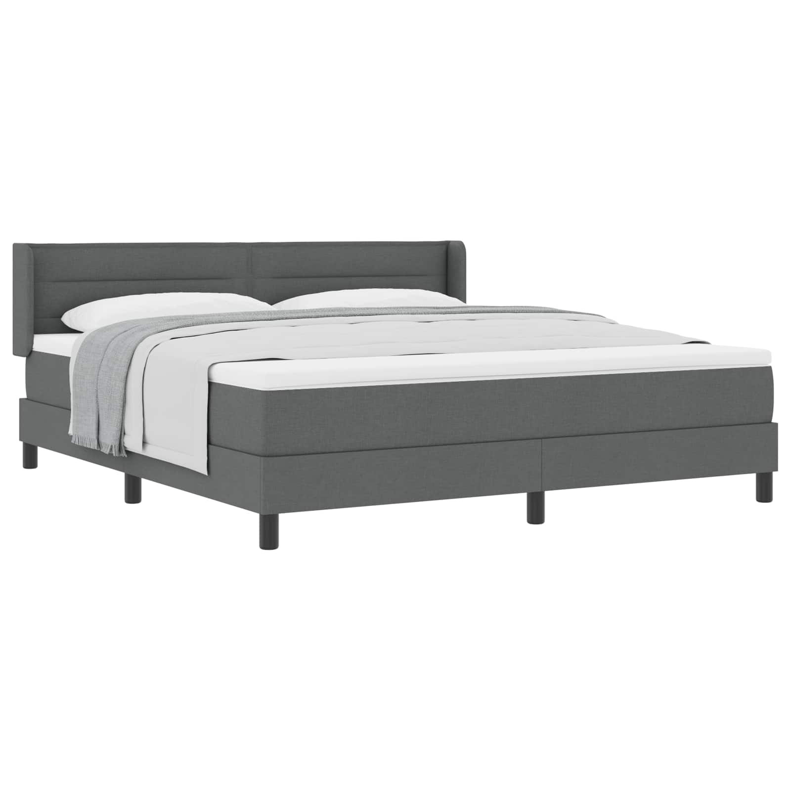 Lit à ressorts avec matelas Gris foncé 200 x 180 cm Polyester