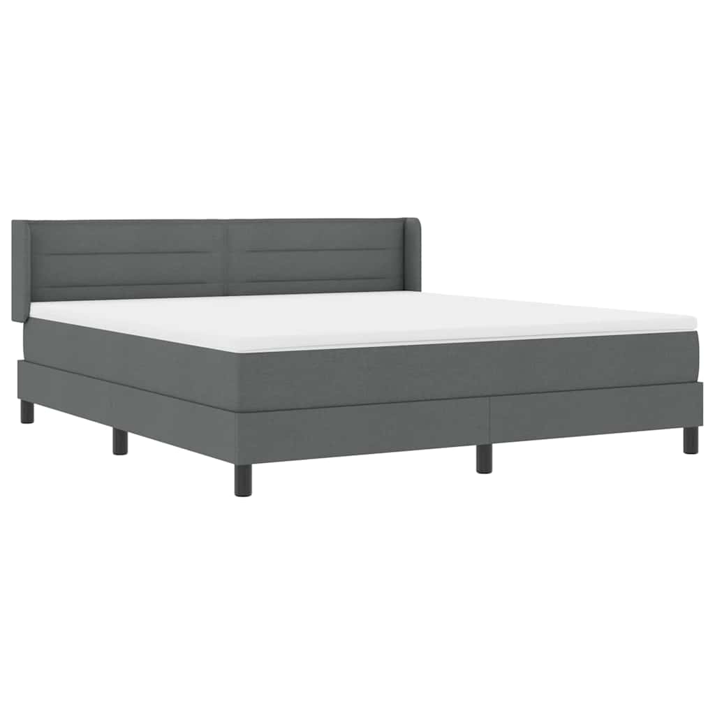 Lit à ressorts avec matelas Gris foncé 200 x 180 cm Polyester