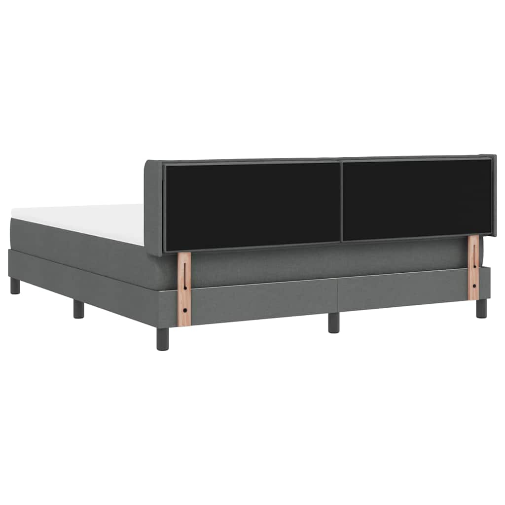 Lit à ressorts avec matelas Gris foncé 200 x 180 cm Polyester