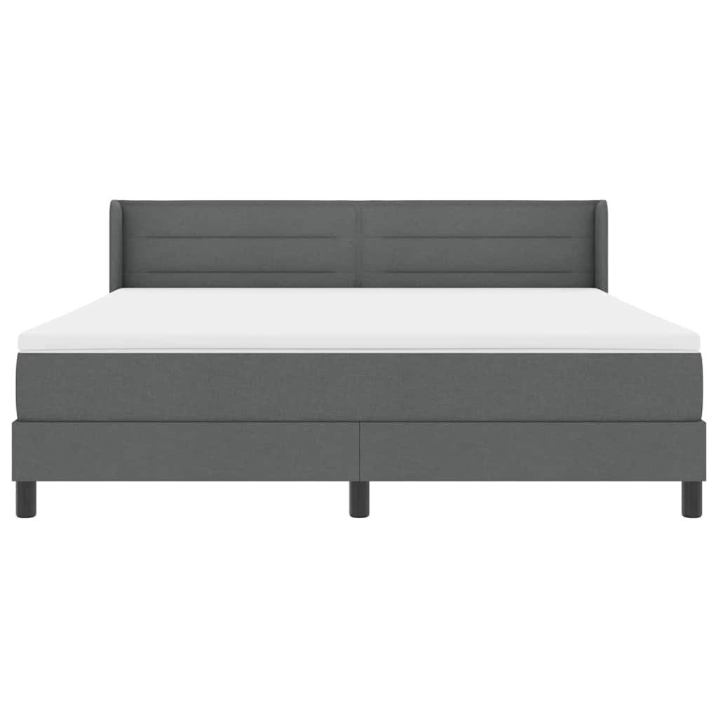 Lit à ressorts avec matelas Gris foncé 200 x 180 cm Polyester
