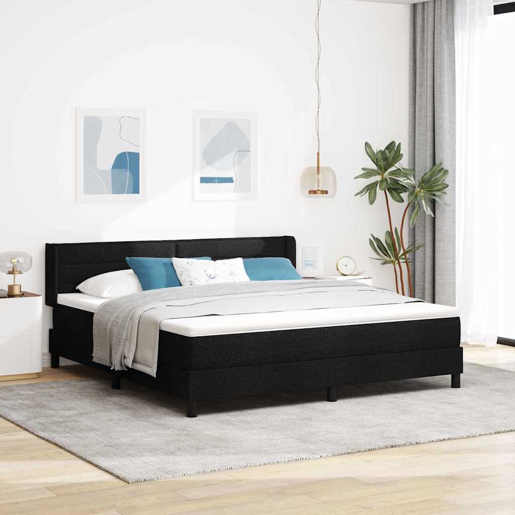 Lit à ressorts avec matelas Noir 200 x 180 cm Polyester