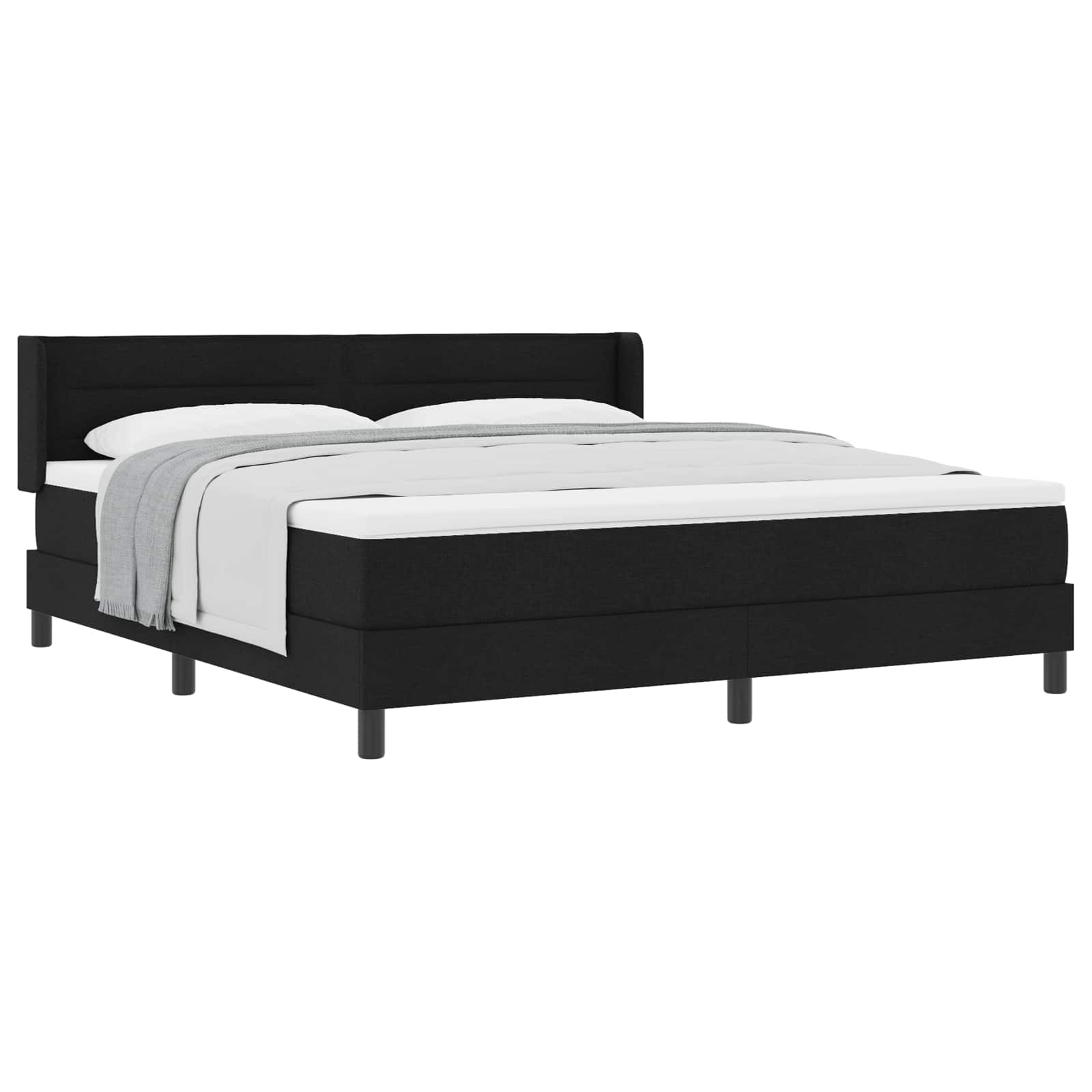 Lit à ressorts avec matelas Noir 200 x 180 cm Polyester