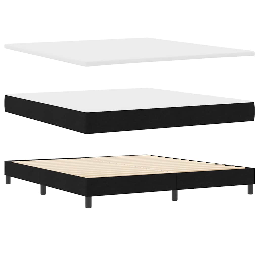 Lit à ressorts avec matelas Noir 200 x 180 cm Polyester