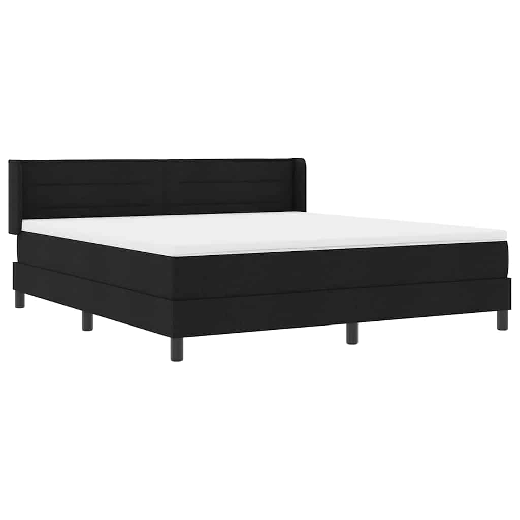 Lit à ressorts avec matelas Noir 200 x 180 cm Polyester