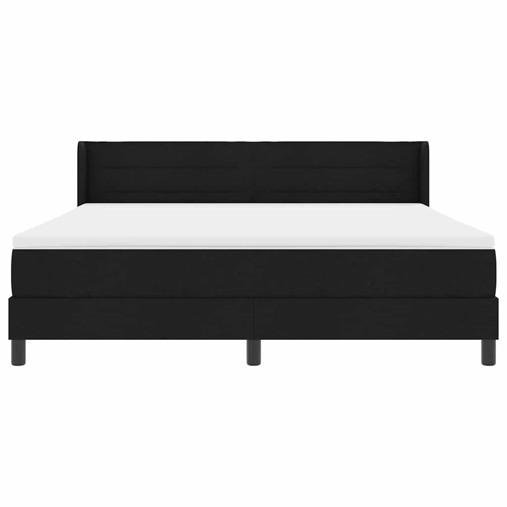 Lit à ressorts avec matelas Noir 200 x 180 cm Polyester