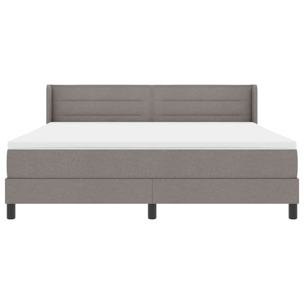 Lit à ressorts avec tête de lit Taupe 200 x 180 cm tissu