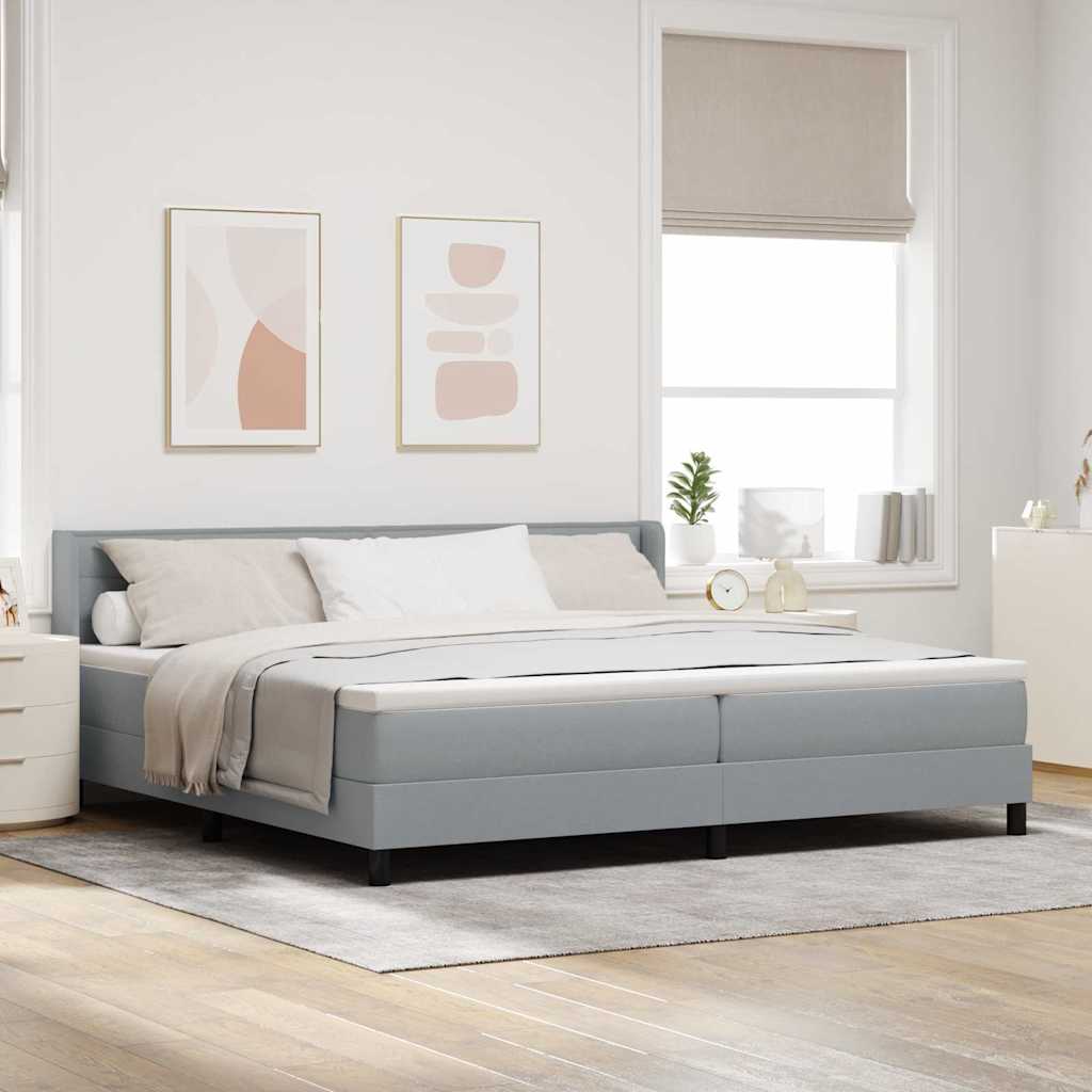 Lit à ressorts avec matelas Gris clair 200 x 200 cm Polyester