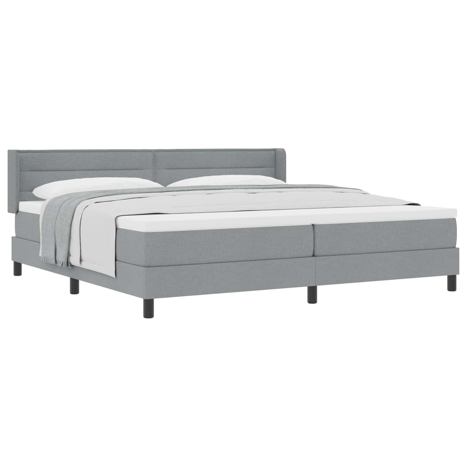 Lit à ressorts avec matelas Gris clair 200 x 200 cm Polyester