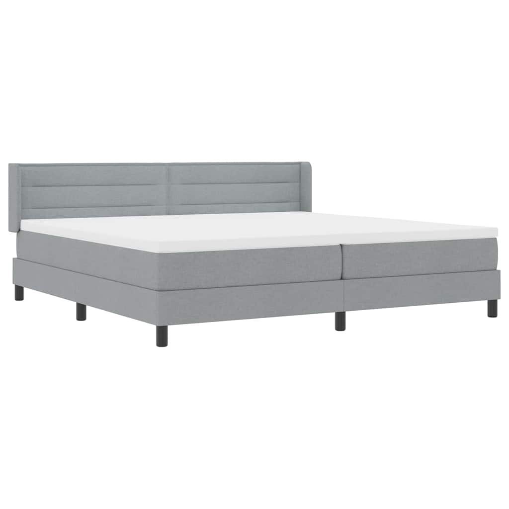 Lit à ressorts avec matelas Gris clair 200 x 200 cm Polyester