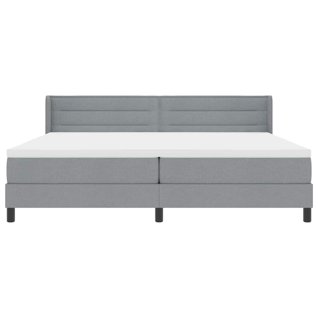 Lit à ressorts avec matelas Gris clair 200 x 200 cm Polyester