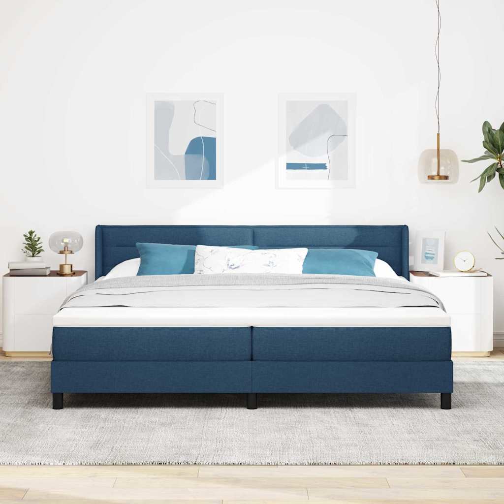 Lit boxspring avec matelas avec matelas Bleu 200 x 200 cm