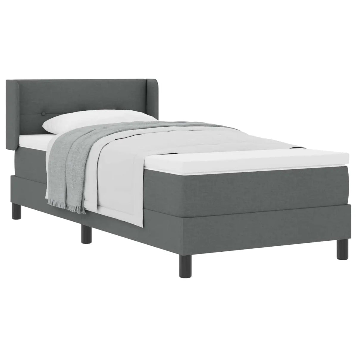 Lit à ressorts avec tête de lit Gris foncé 200 x 80 cm tissu - XIOS