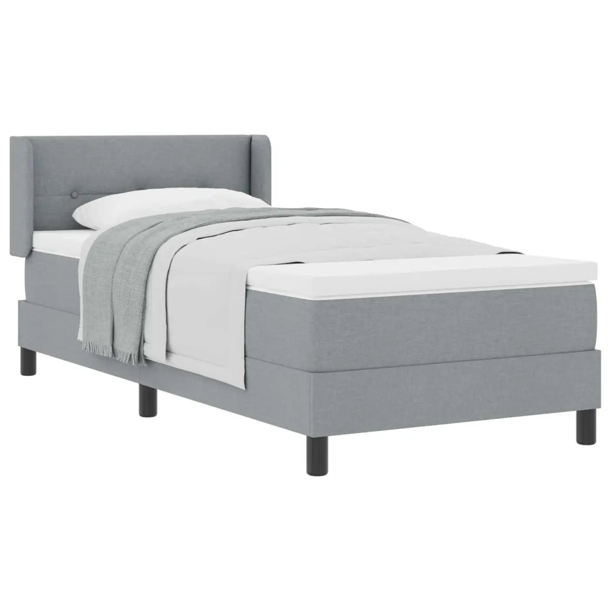 Lit à ressorts avec tête de lit Gris clair 200 x 90 cm tissu - XIOS