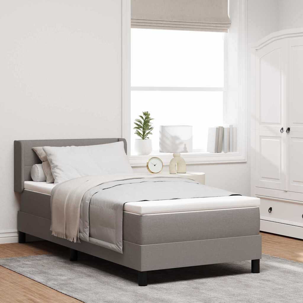Lit à ressorts avec tête de lit Taupe 200 x 90 cm tissu