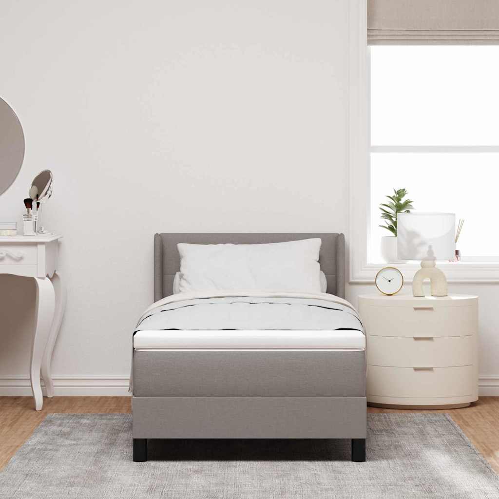 Lit à ressorts avec tête de lit Taupe 200 x 90 cm tissu