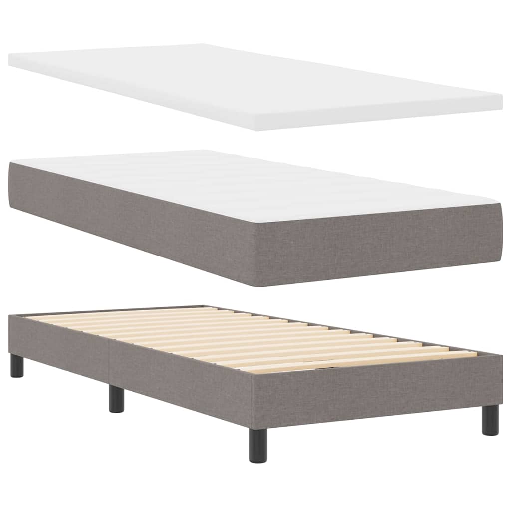 Lit à ressorts avec tête de lit Taupe 200 x 90 cm tissu