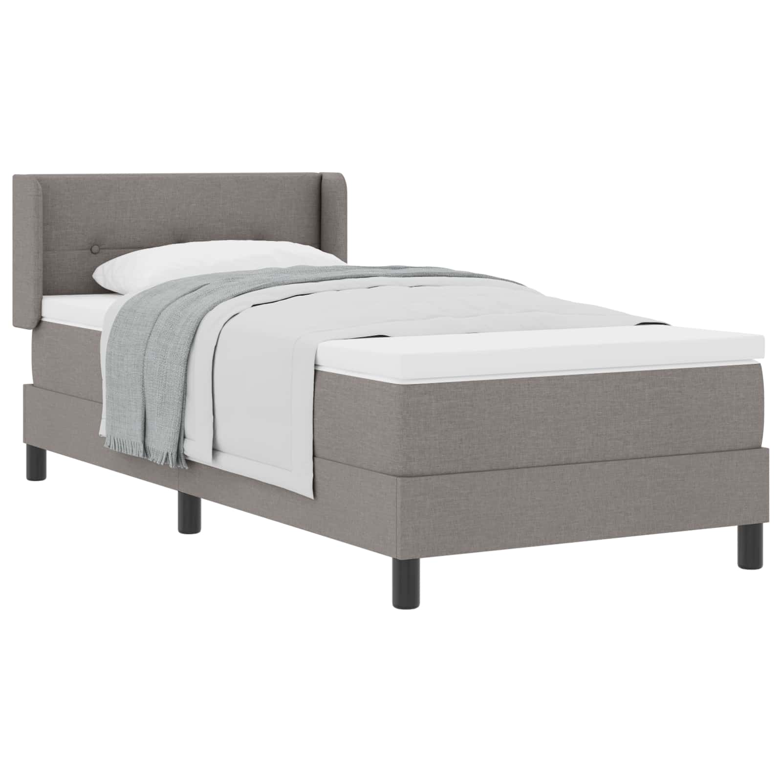 Lit à ressorts avec tête de lit Taupe 200 x 100 cm tissu