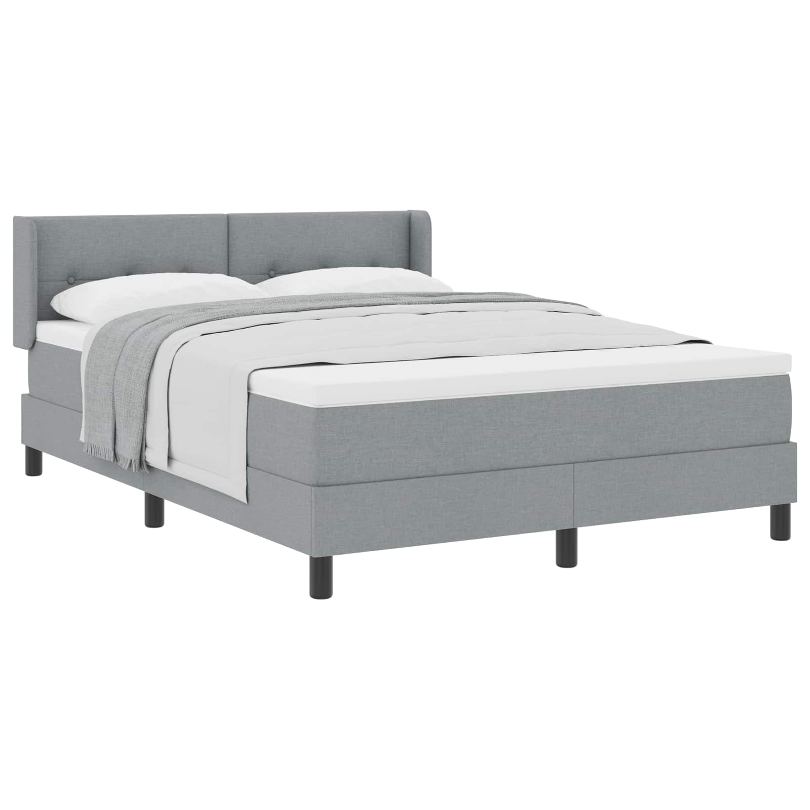 Lit à ressorts avec tête de lit Gris clair 200 x 140 cm tissu - XIOS