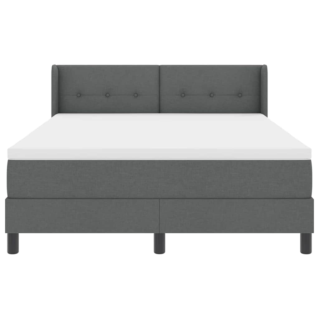 Lit à ressorts avec tête de lit Gris foncé 200 x 160 cm tissu