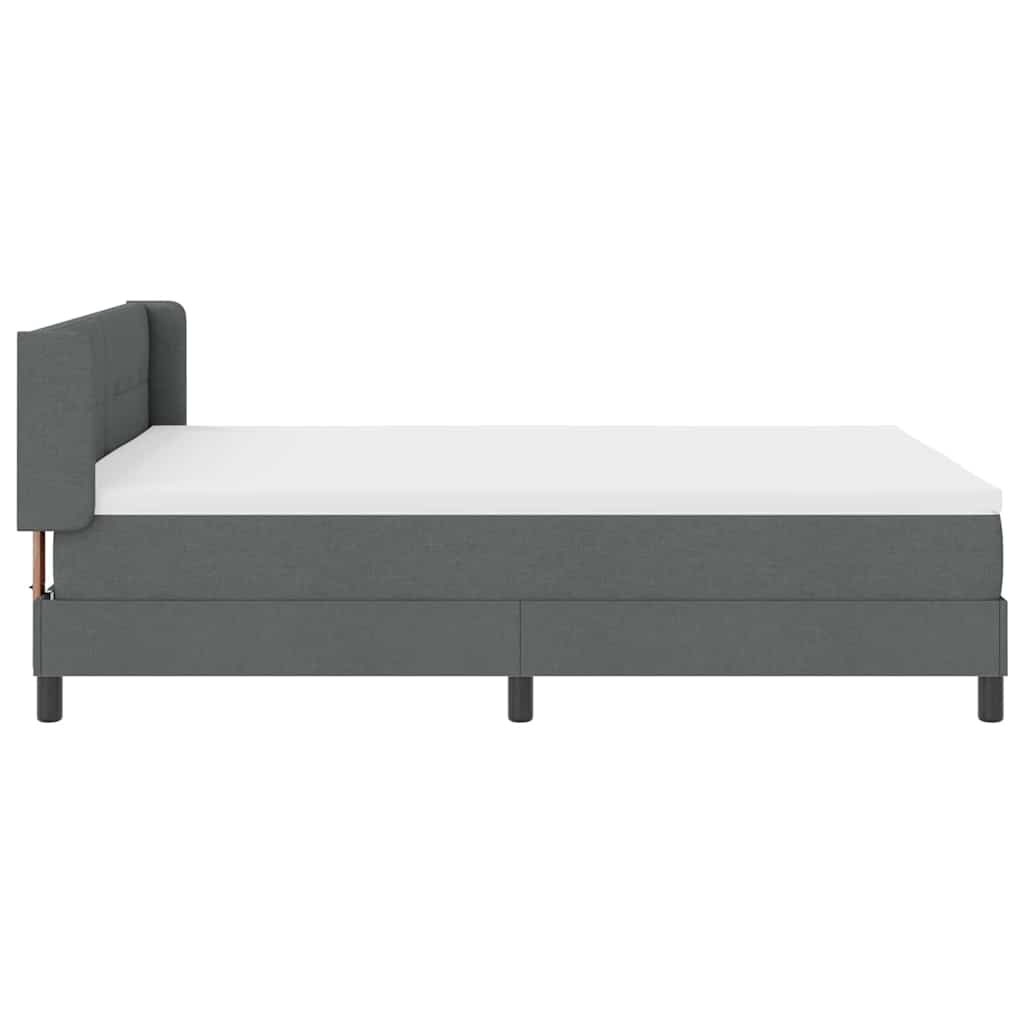 Lit à ressorts avec tête de lit Gris foncé 200 x 160 cm tissu