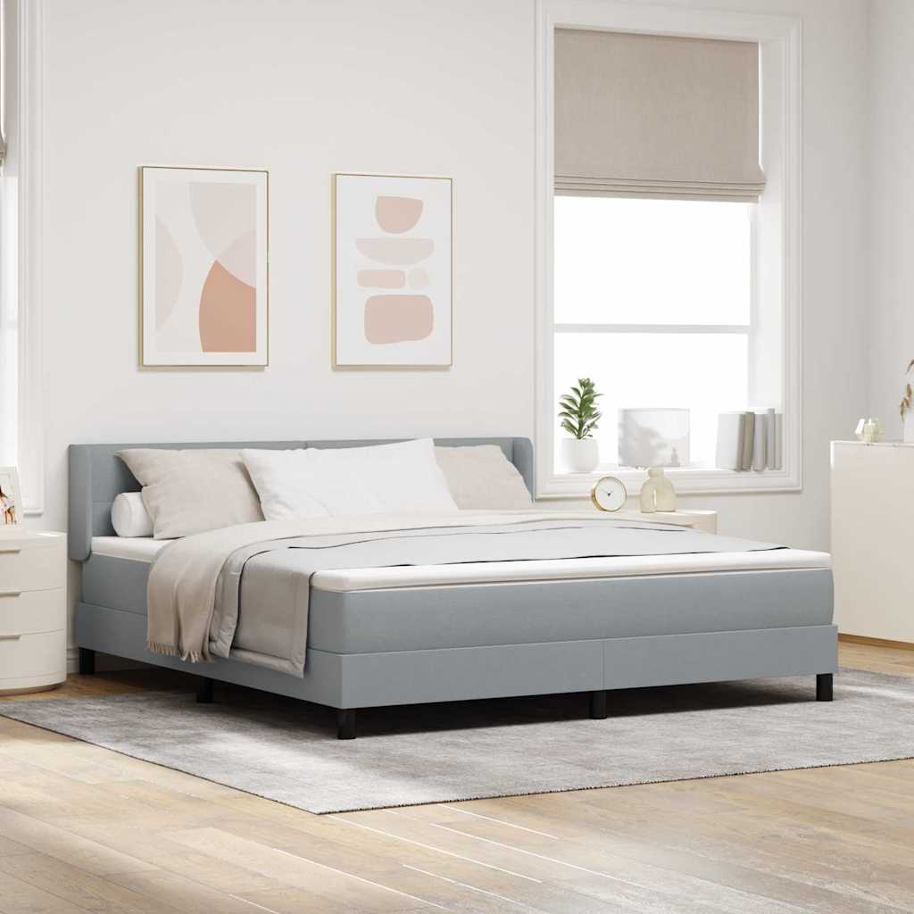 Lit à ressorts avec tête de lit Gris clair 200 x 180 cm tissu - XIOS