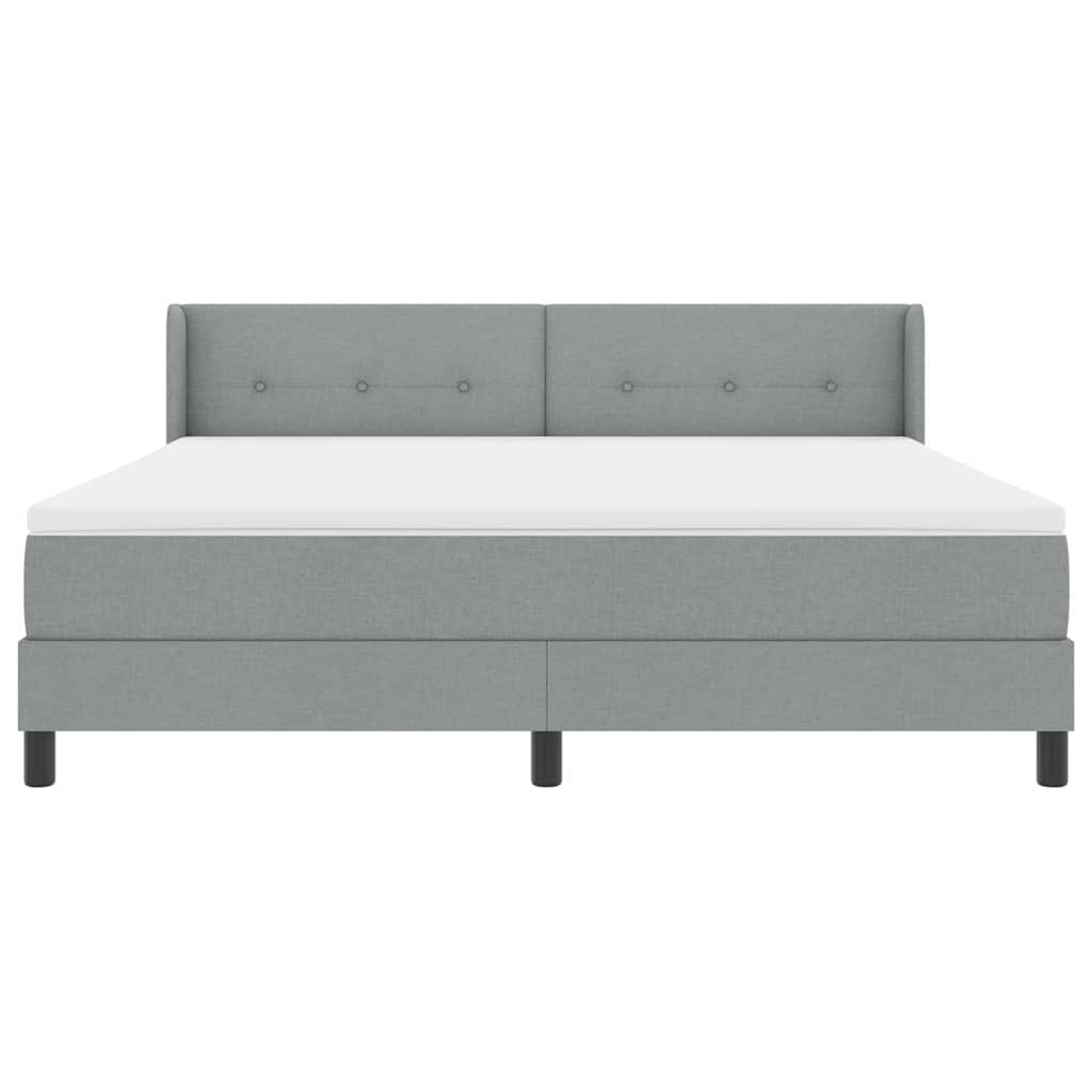 Lit à ressorts avec tête de lit Gris clair 200 x 180 cm tissu