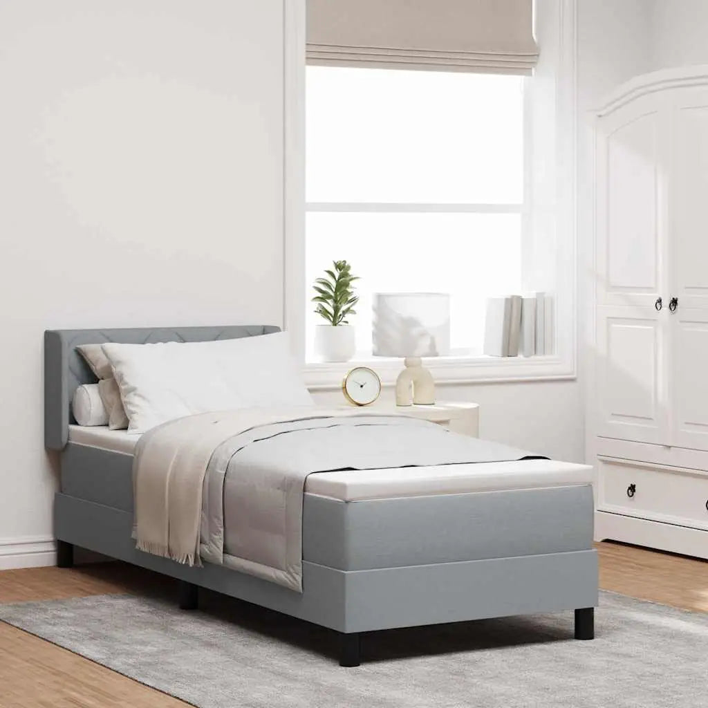 Lit à ressorts avec tête de lit Gris clair 200 x 80 cm tissu - XIOS