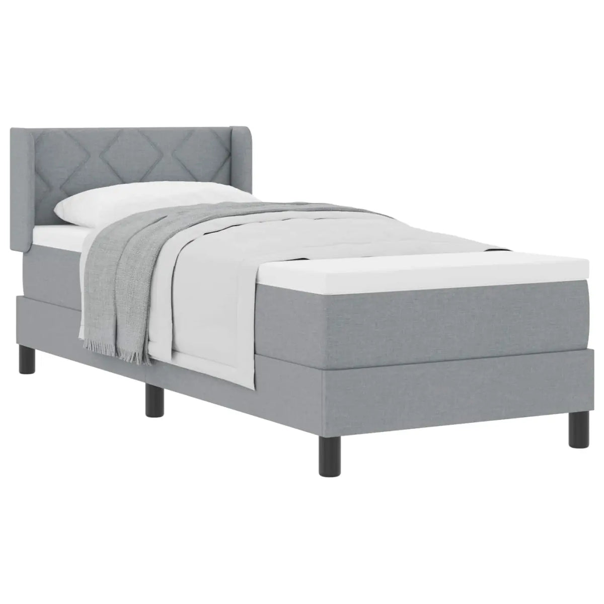 Lit à ressorts avec tête de lit Gris clair 200 x 80 cm tissu - XIOS