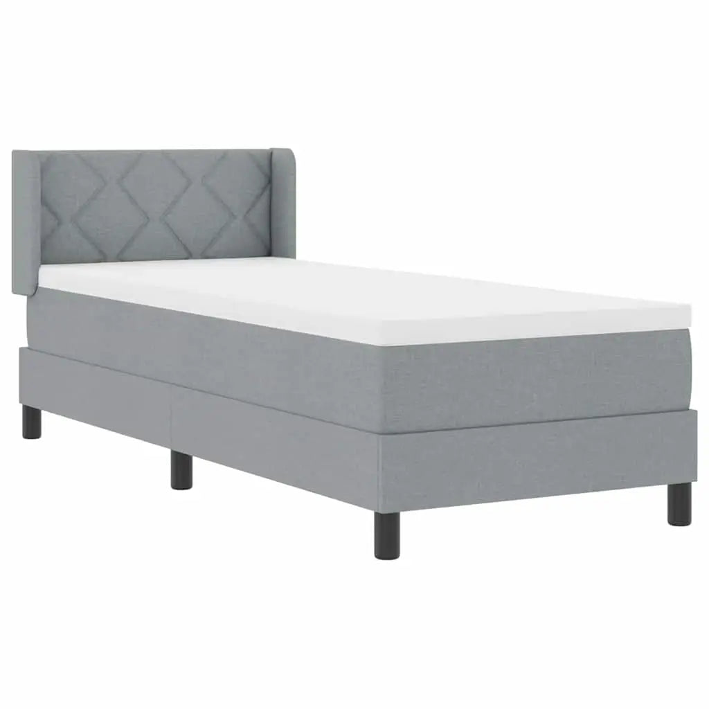 Lit à ressorts avec tête de lit Gris clair 200 x 80 cm tissu - XIOS