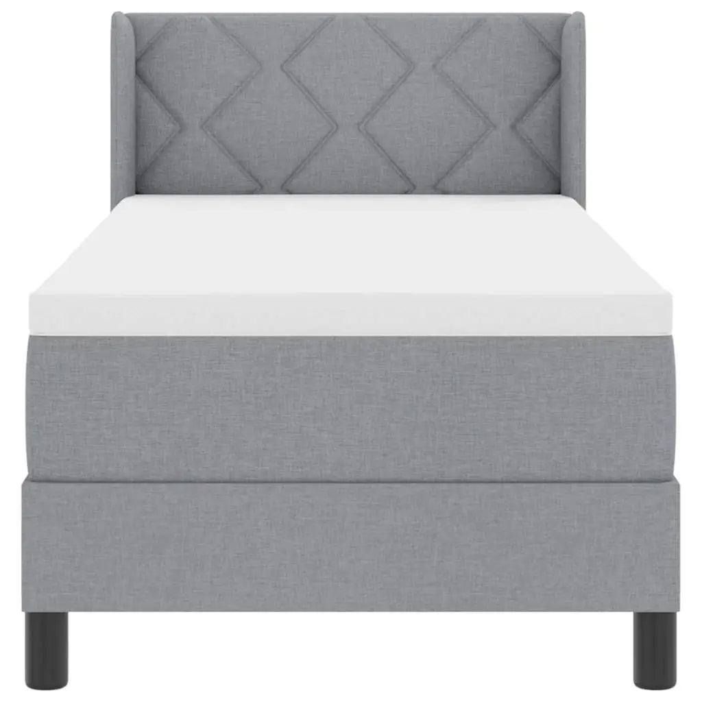 Lit à ressorts avec tête de lit Gris clair 200 x 80 cm tissu - XIOS