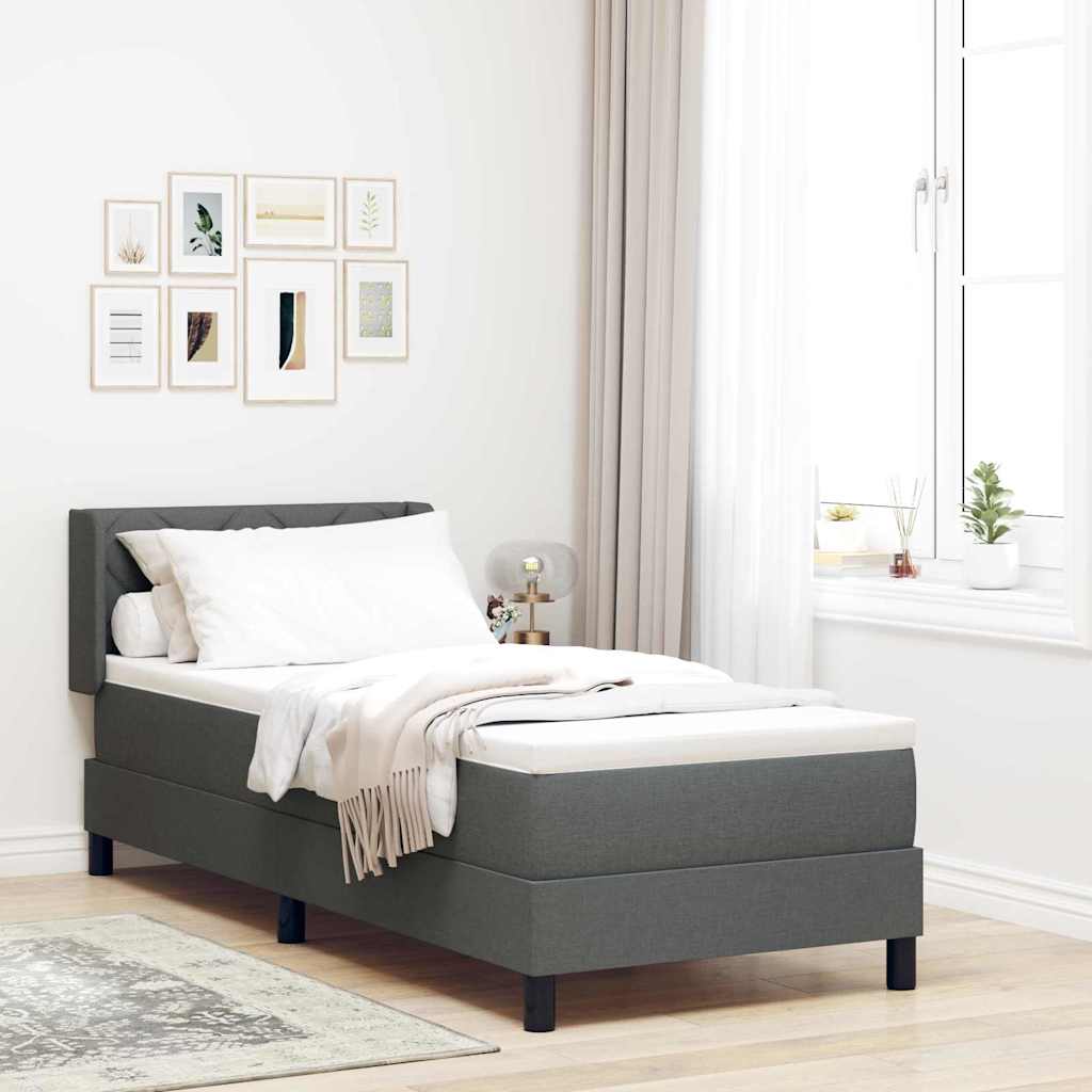 Lit à ressorts avec tête de lit Gris foncé 200 x 80 cm tissu