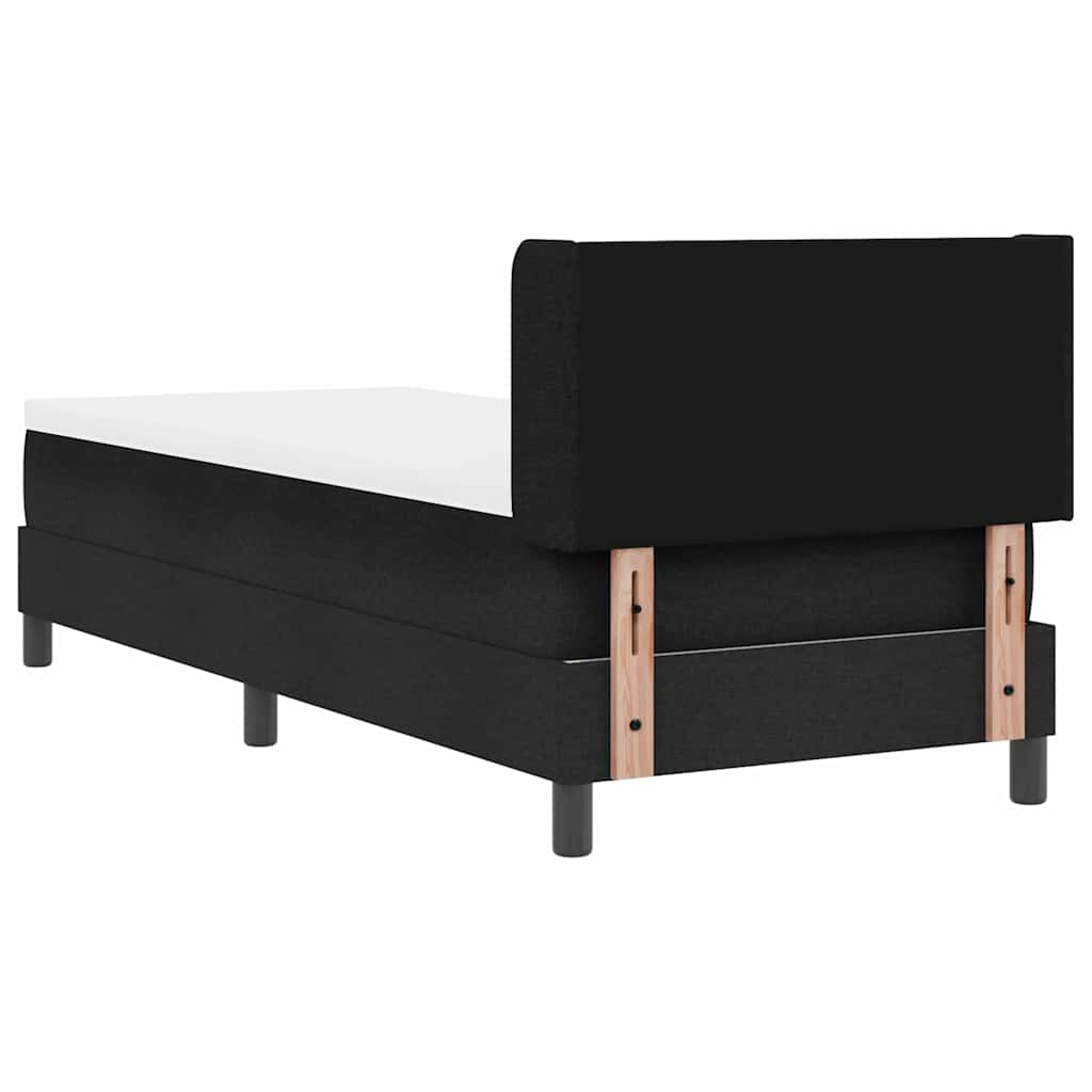 Lit à ressorts avec tête de lit Noir 200 x 80 cm tissu