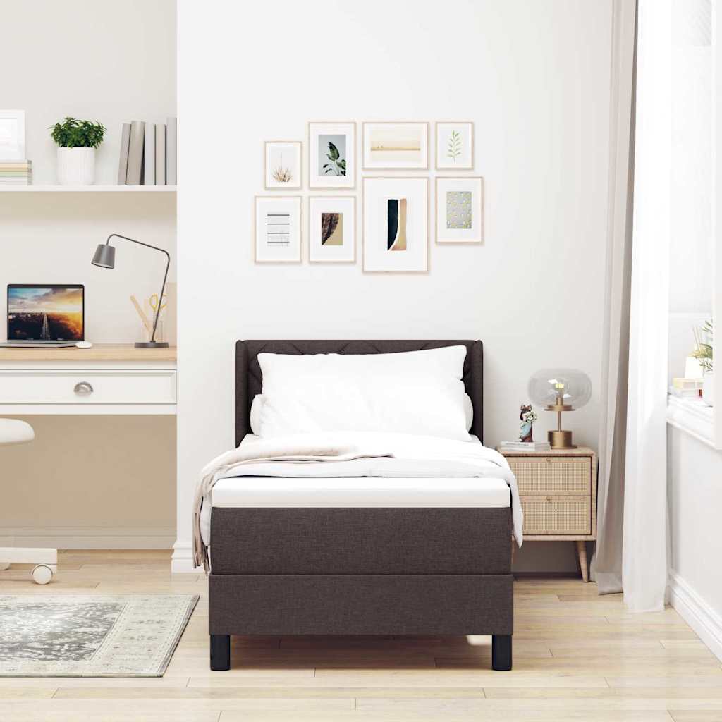 Lit à ressorts avec coussin Marron foncé 200 x 80 cm tissu - XIOS
