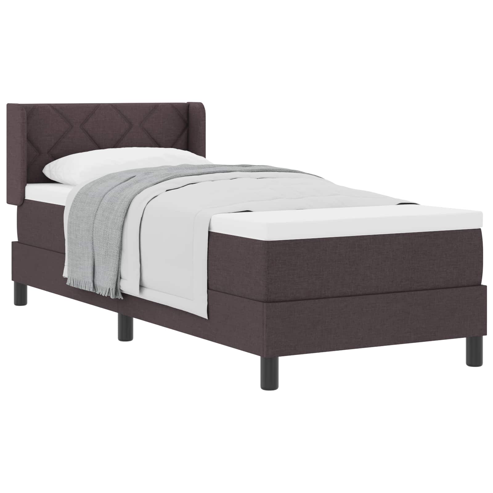 Lit à ressorts avec coussin Marron foncé 200 x 80 cm tissu - XIOS