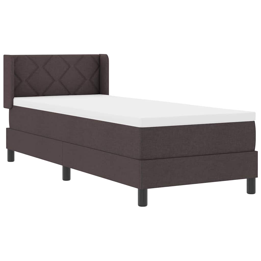 Lit à ressorts avec coussin Marron foncé 200 x 80 cm tissu - XIOS