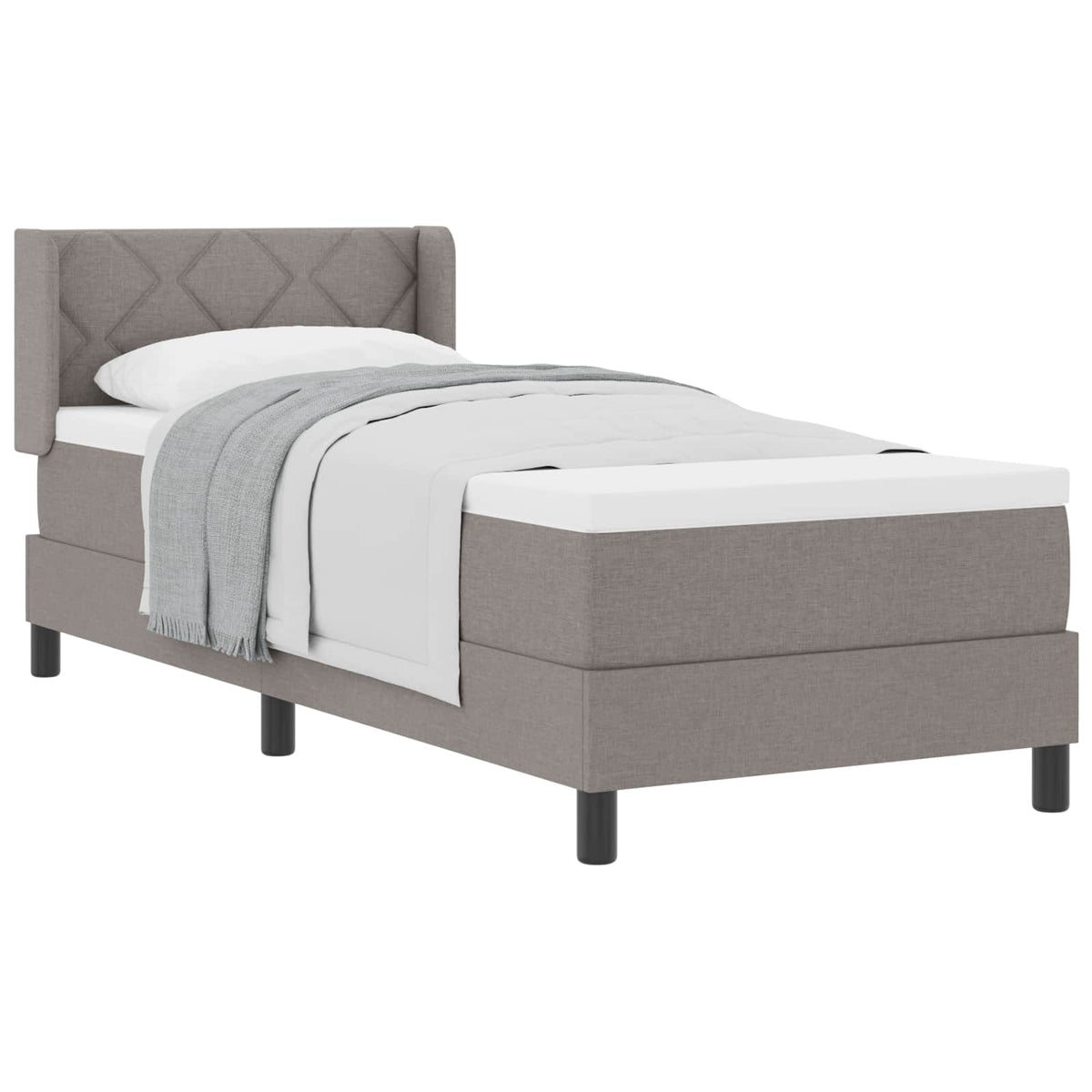 Lit à ressorts avec tête de lit Taupe 200 x 80 cm tissu