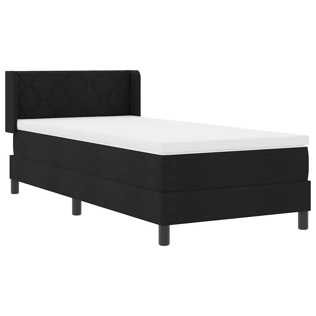 Lit à ressorts avec tête de lit Noir 190 x 90 cm tissu - XIOS