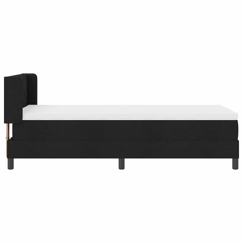 Lit à ressorts avec tête de lit Noir 190 x 90 cm tissu - XIOS