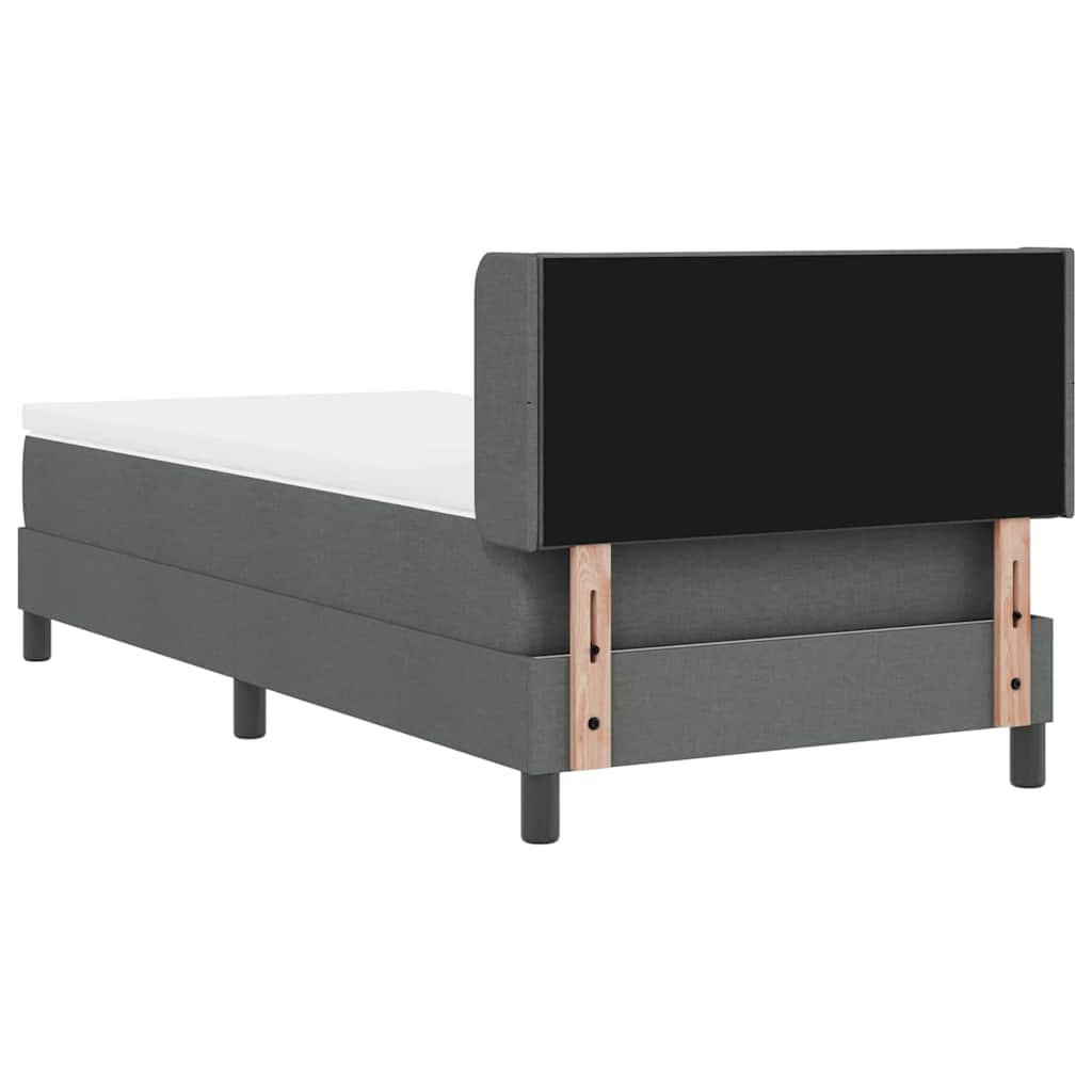 Lit à ressorts avec tête de lit Gris foncé 200 x 90 cm tissu - XIOS