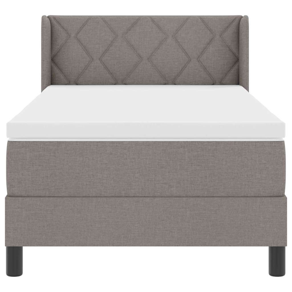 Lit à ressorts avec tête de lit Taupe 200 x 90 cm tissu - XIOS