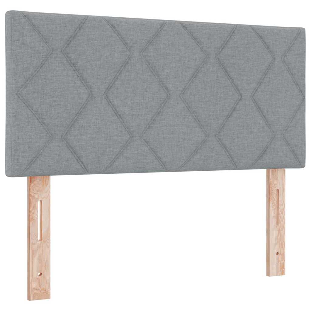 Lit à ressorts avec tête de lit Gris clair 200 x 100 cm tissu